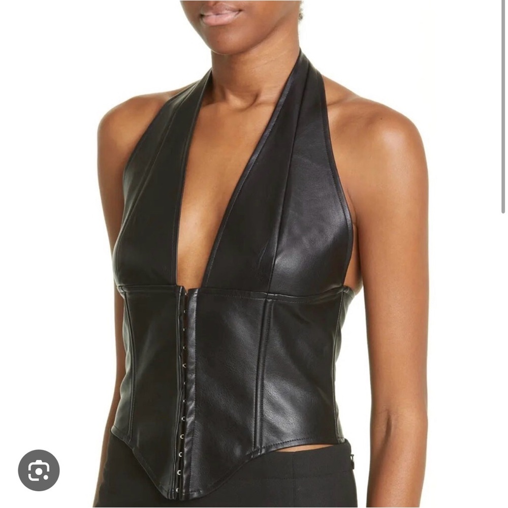 Forever 21 Black Halter Leather Top